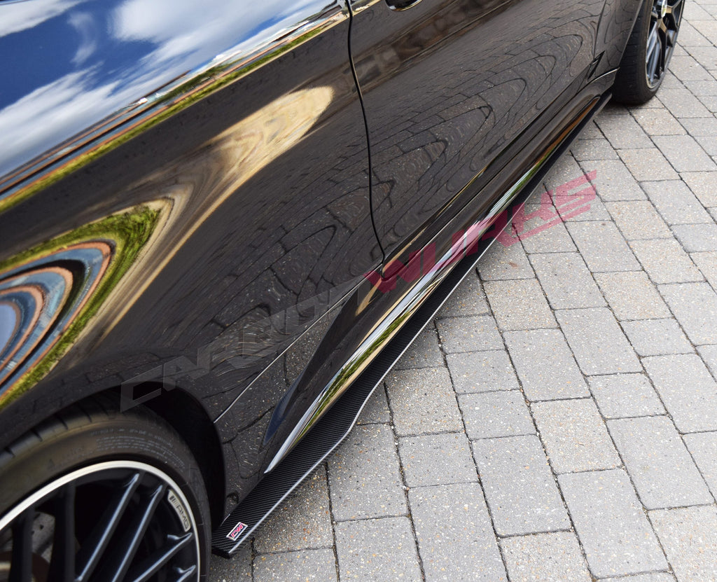 MERCEDES C63 CARBON FIBRE SIDE SKIRT EXTENSIONS