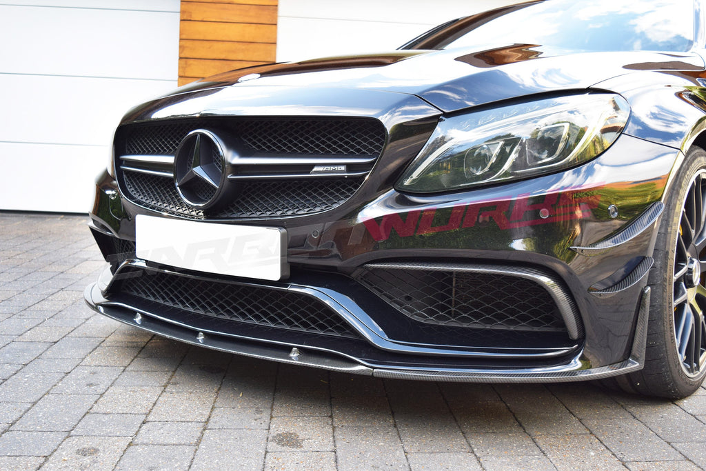 MERCEDES C63 CARBON FIBRE FRONT SPOILER EXTENSION