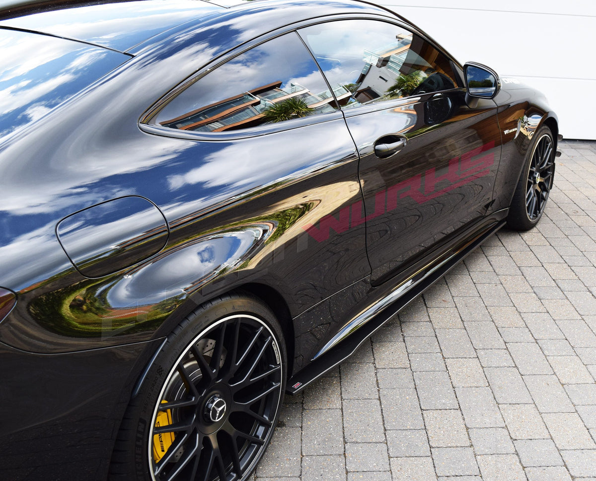 MERCEDES C63 CARBON FIBRE SIDE SKIRT EXTENSIONS