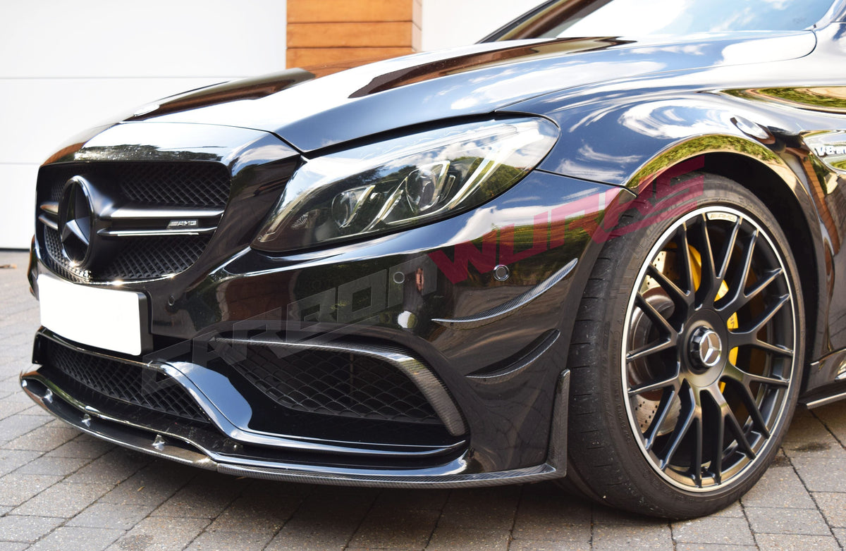 MERCEDES C63 CARBON FIBRE FRONT SPOILER EXTENSION