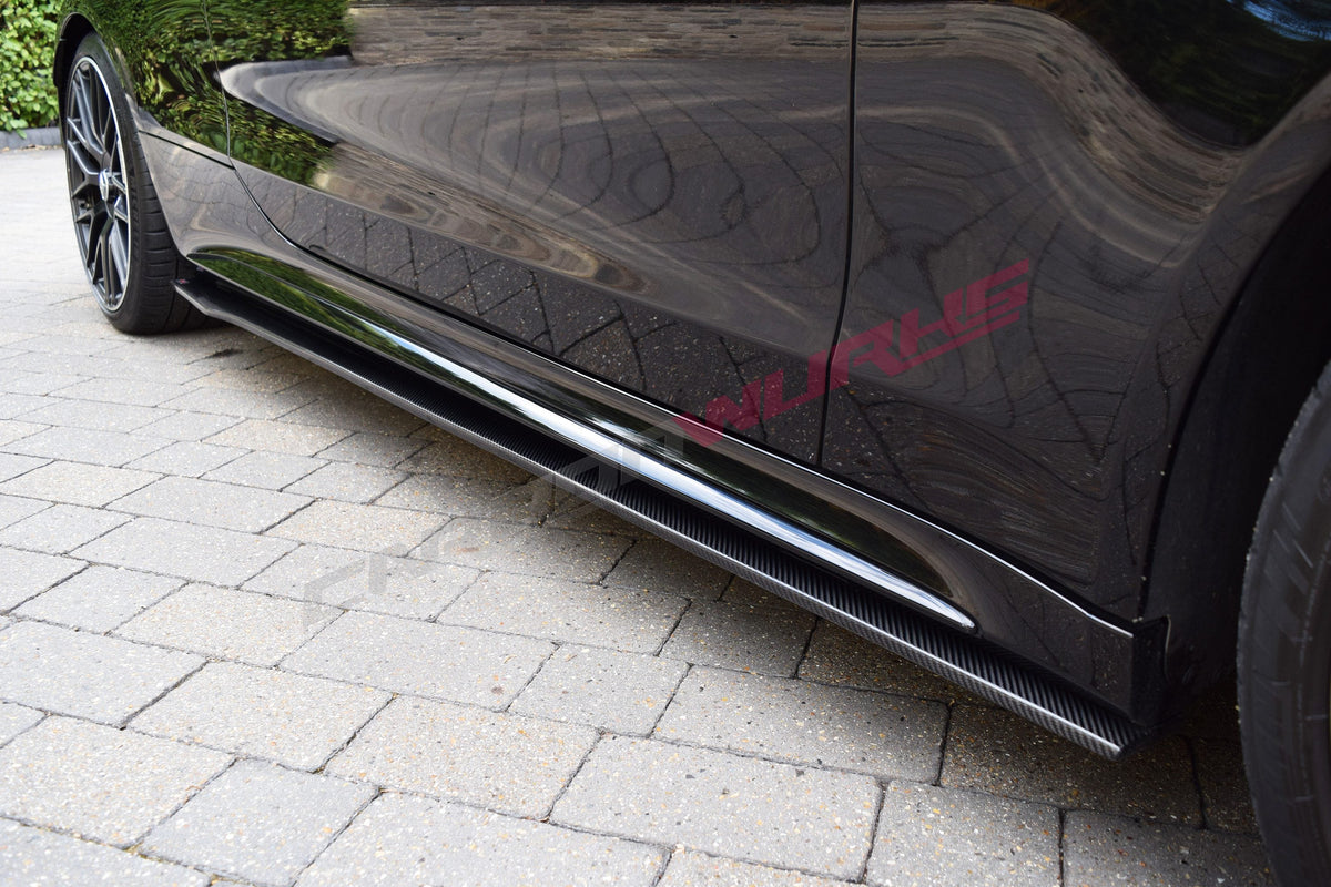 MERCEDES C63 CARBON FIBRE SIDE SKIRT EXTENSIONS