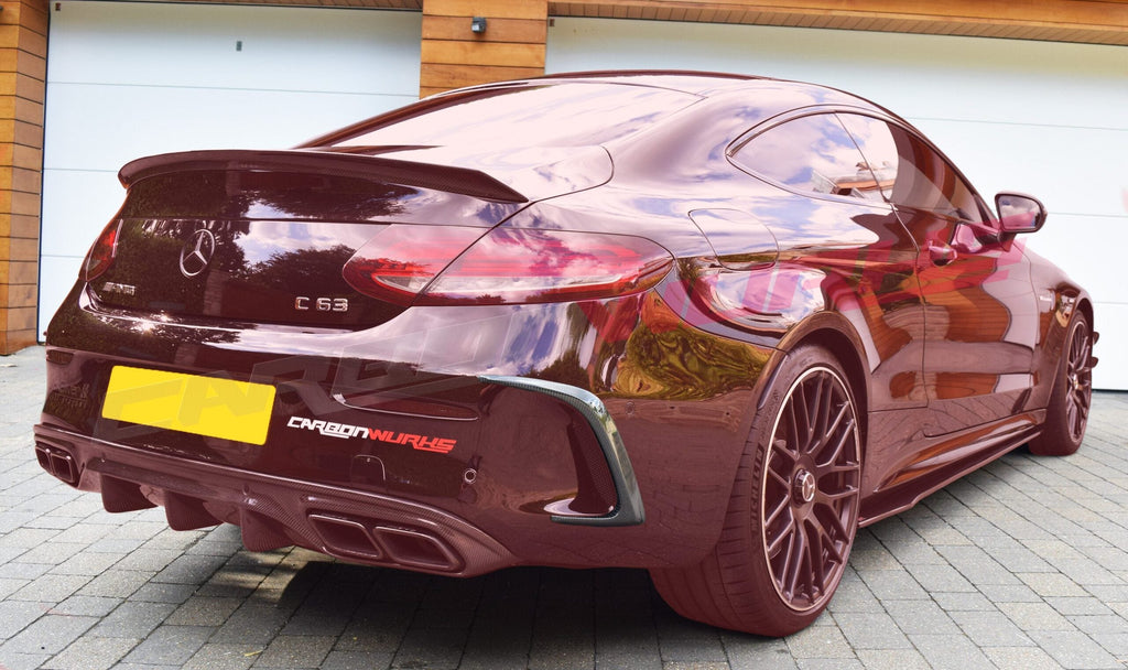 MERCEDES C63 COUPE CARBON FIBRE REAR BUMPER SPOILERS