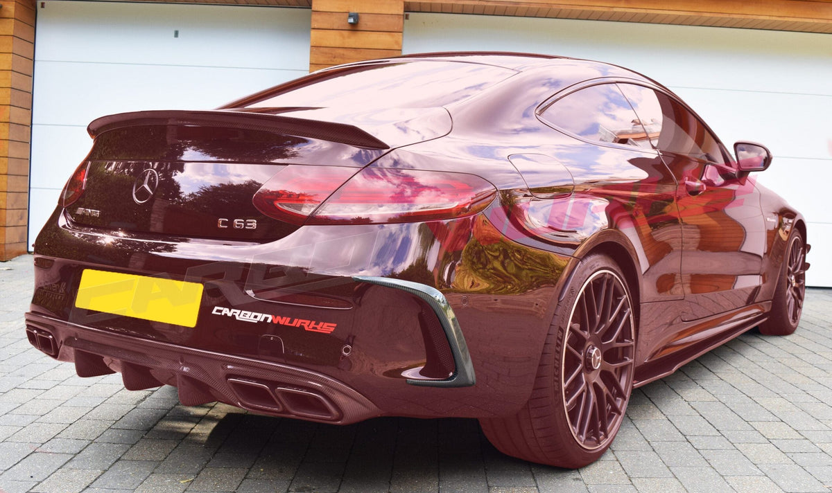 MERCEDES C63 COUPE CARBON FIBRE REAR BUMPER SPOILERS
