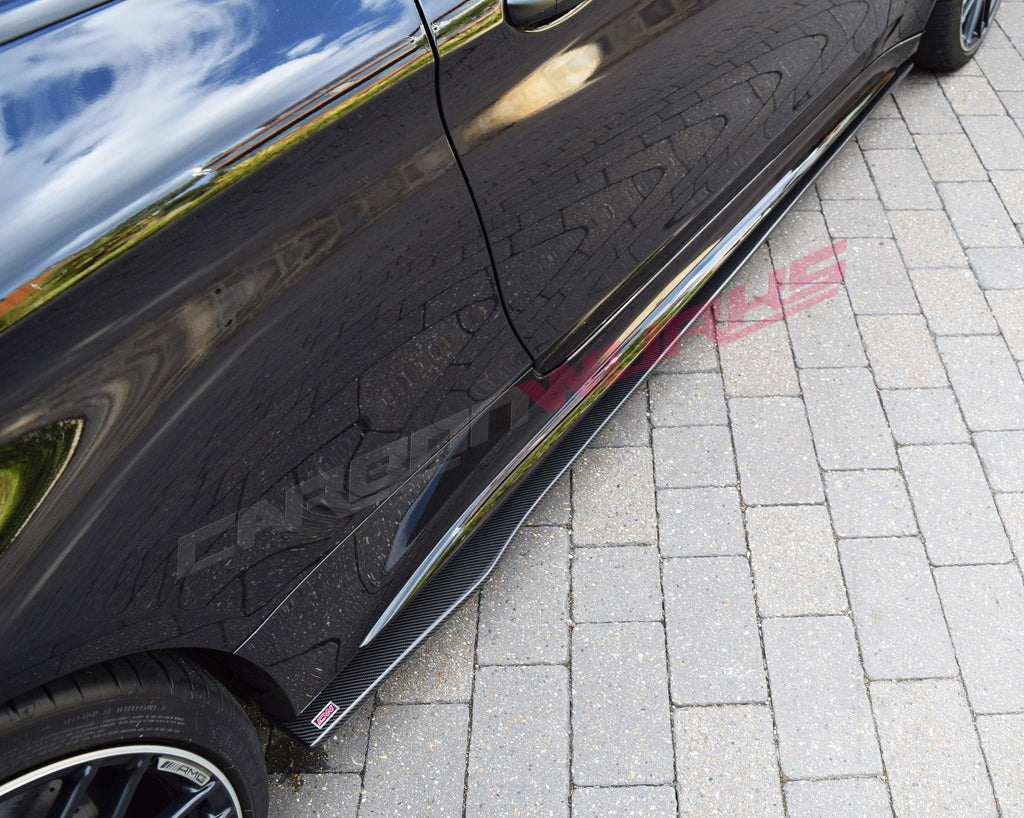MERCEDES C63 CARBON FIBRE SIDE SKIRT EXTENSIONS