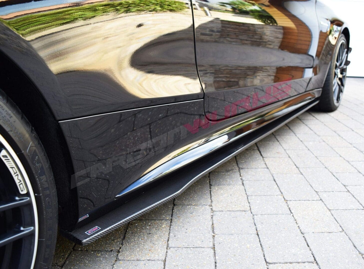 MERCEDES C63 CARBON FIBRE SIDE SKIRT EXTENSIONS