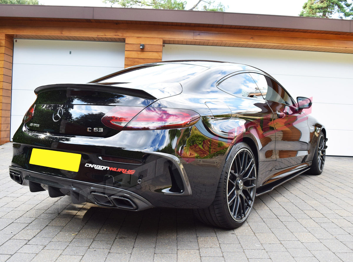 MERCEDES C63 CARBON FIBRE SIDE SKIRT EXTENSIONS