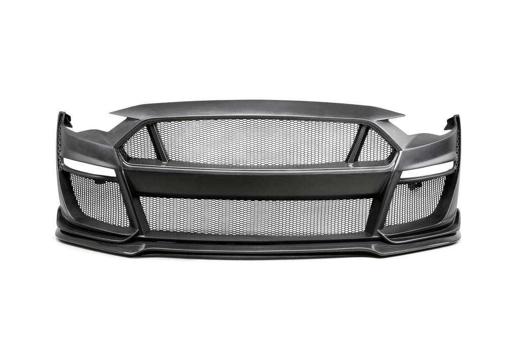 2018 - 2023 Ford Mustang Type-ST (GT500 Style) Fiberglass Front Bumper with Carbon Fiber Grille/Front Lip