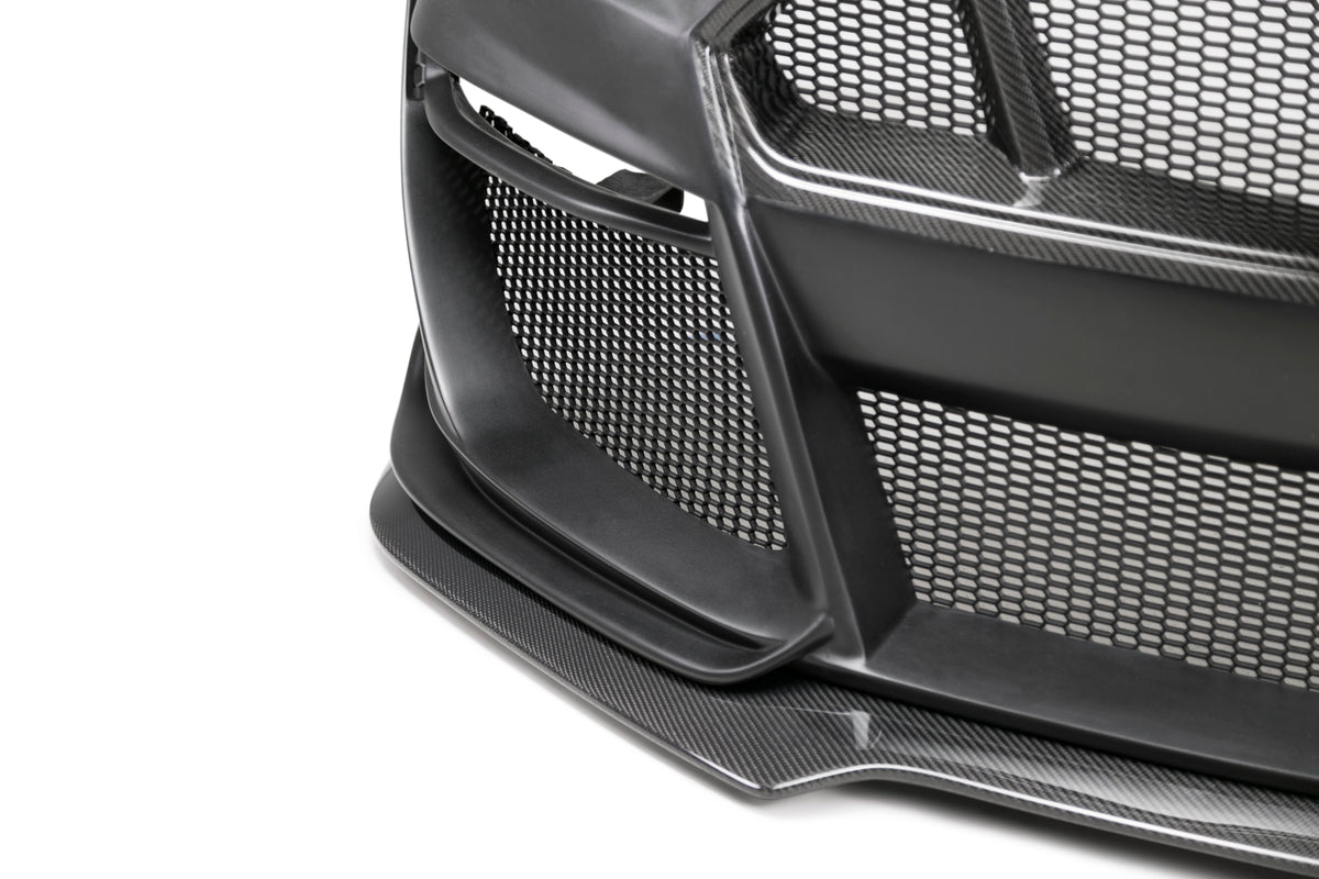 2018 - 2023 Ford Mustang Type-ST (GT500 Style) Fiberglass Front Bumper with Carbon Fiber Grille/Front Lip