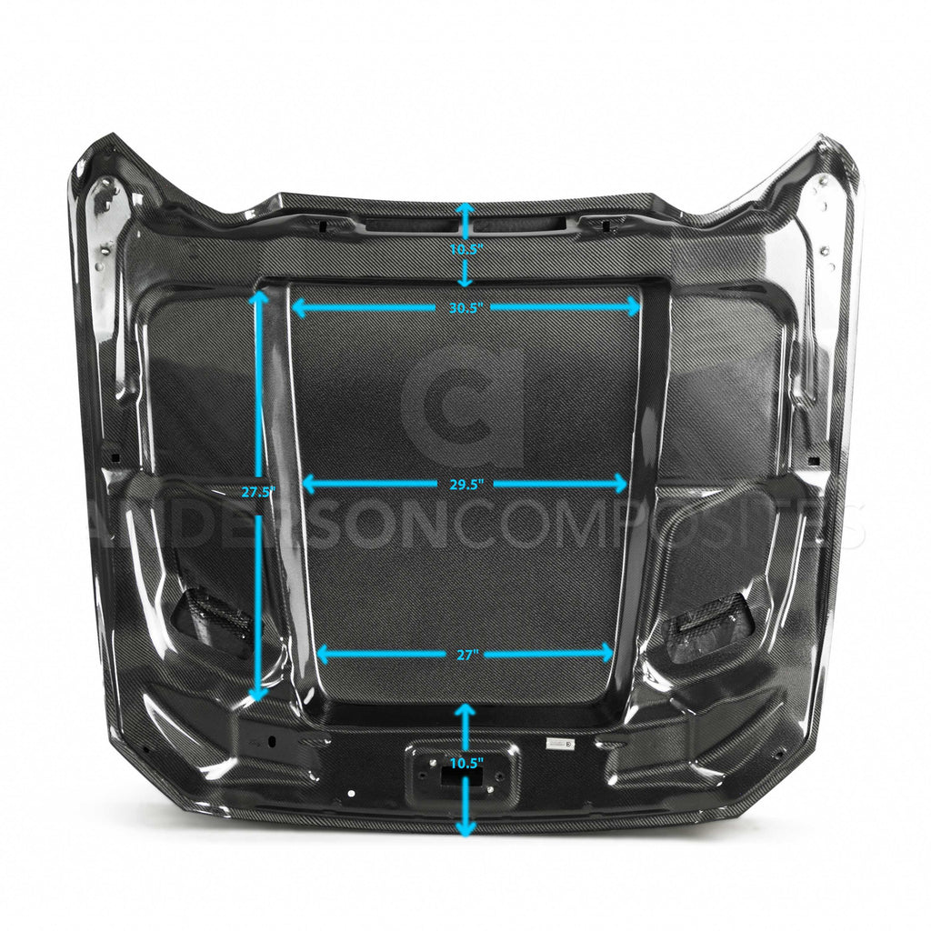 2015 - 2017 Mustang Double-Sided Carbon Fiber Cowl Hood