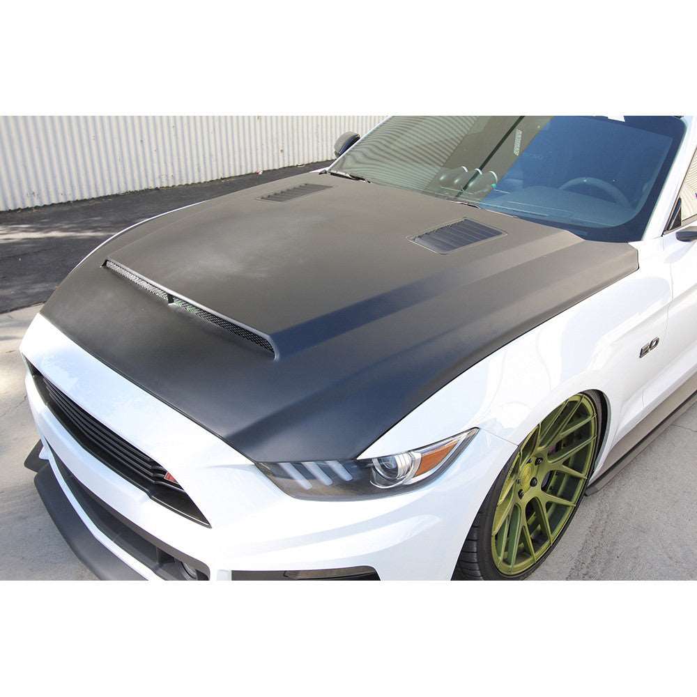 2015 - 2017 Mustang Fiberglass Super Snake Style Hood (Primer)