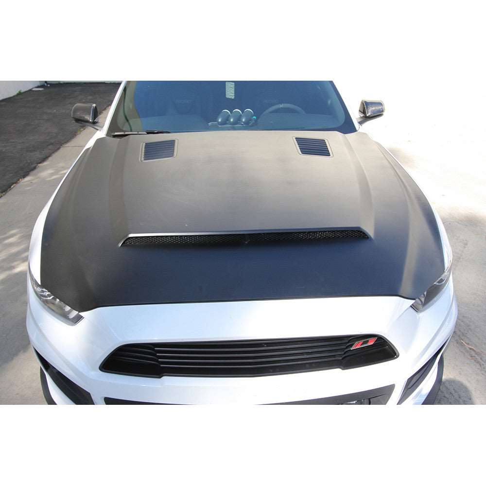 2015 - 2017 Mustang Fiberglass Super Snake Style Hood (Primer)