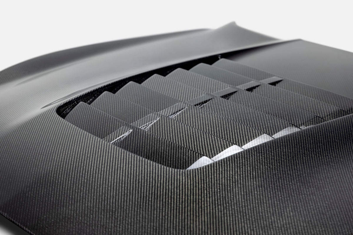 2015 - 2020 MUSTANG SHELBY GT350 TYPE-GT5 DOUBLE-SIDED CARBON FIBER HOOD
