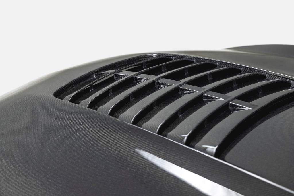 2015 - 2020 MUSTANG SHELBY GT350 TYPE-GT5 DOUBLE-SIDED CARBON FIBER HOOD