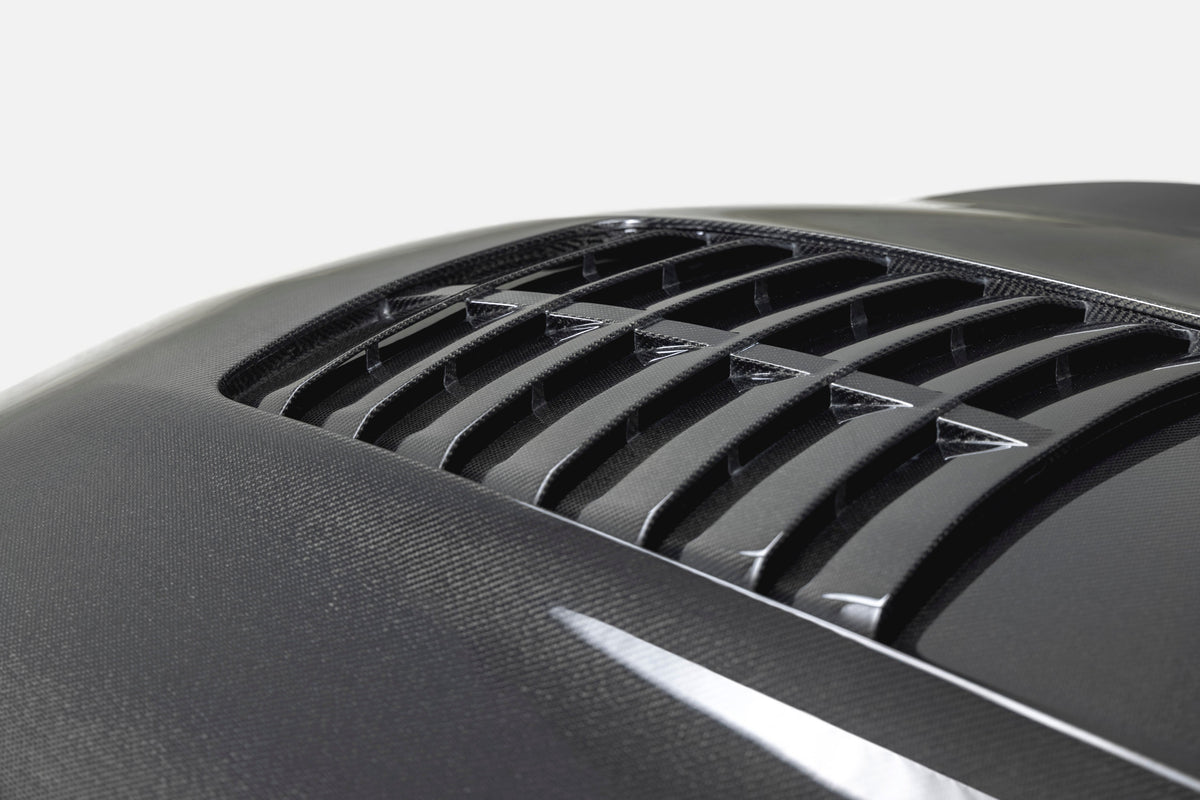 2015 - 2020 MUSTANG SHELBY GT350 TYPE-GT5 DOUBLE-SIDED CARBON FIBER HOOD