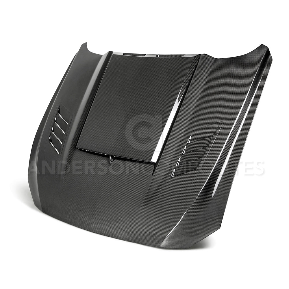 2018-2023 FORD MUSTANG RAM AIR DOUBLE SIDED CARBON FIBER HOOD