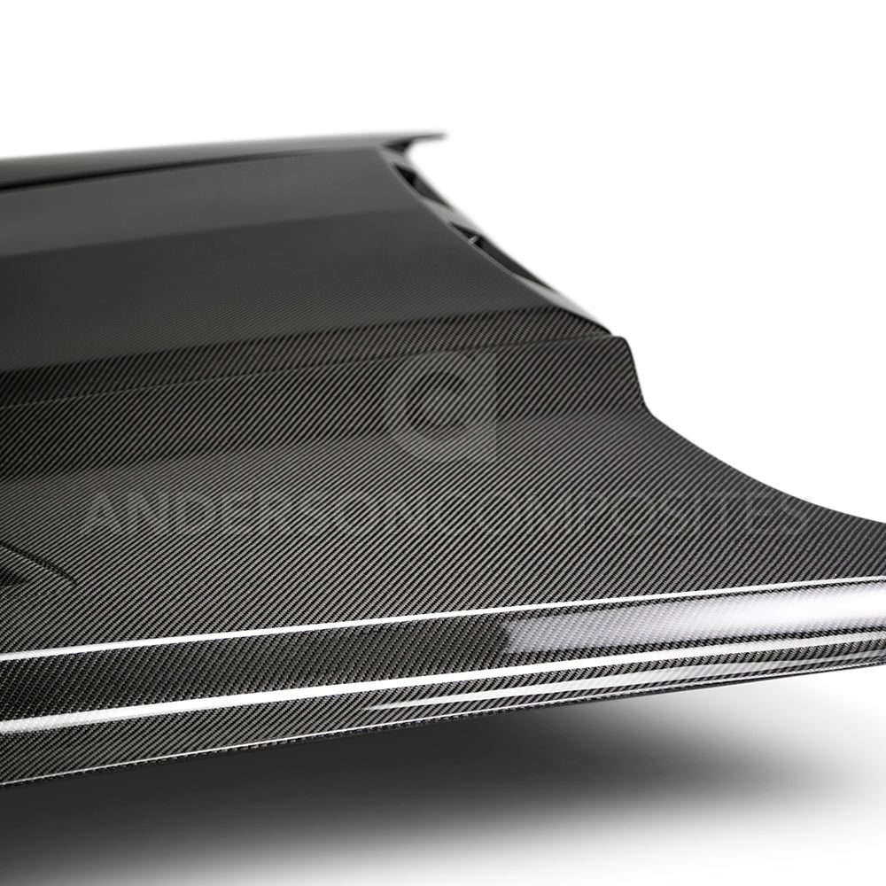 2018-2023 FORD MUSTANG RAM AIR DOUBLE SIDED CARBON FIBER HOOD