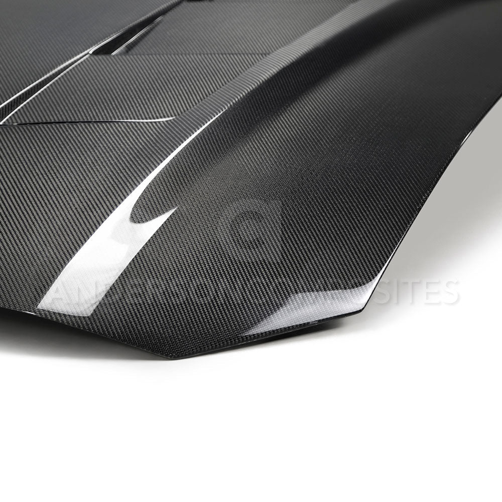 2018 - 2023 FORD MUSTANG TYPE-SA DOUBLE-SIDED CARBON FIBER HEAT EXTRACTOR HOOD