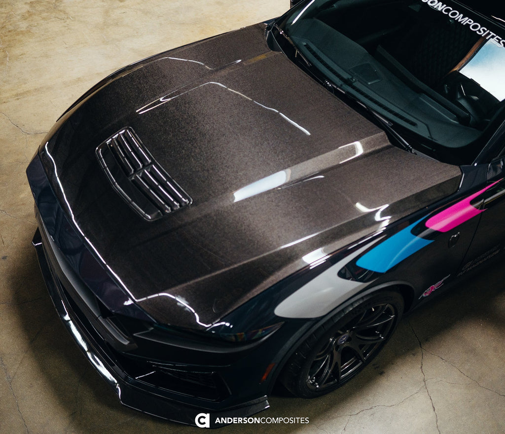 2024 FORD MUSTANG TYPE-OE DOUBLE-SIDED CARBON FIBER HOOD