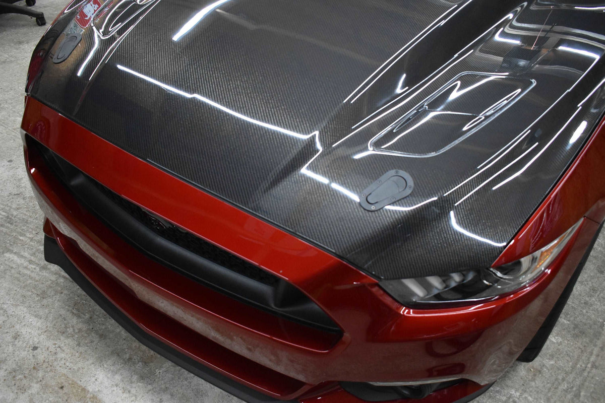 2015 - 2017 Mustang Double-Sided Carbon Fiber Cowl Hood