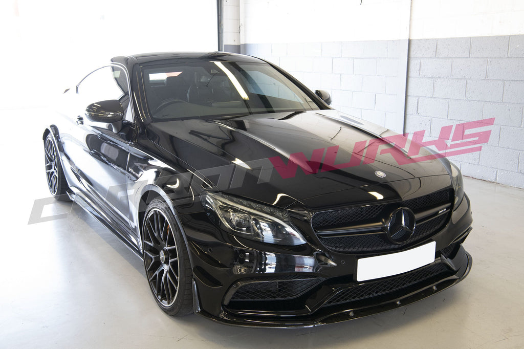 MERCEDES C63 CARBON FIBRE FRONT SPOILER EXTENSION
