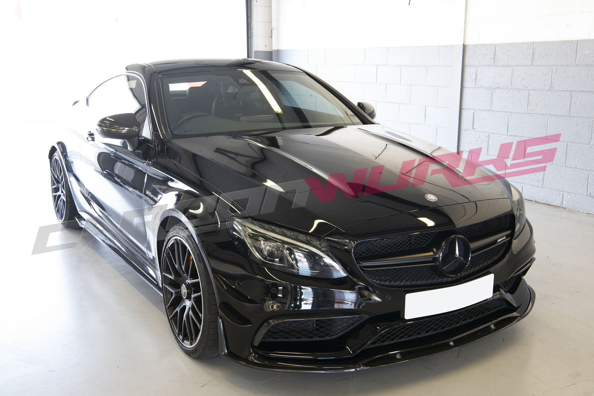 MERCEDES C63 CARBON FIBRE FRONT SPOILER EXTENSION