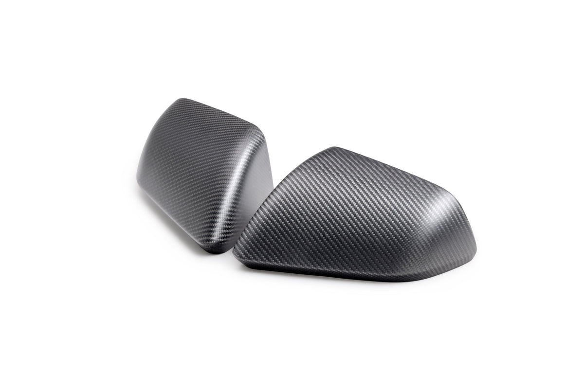 2015 - 2024 Mustang Carbon Fiber Side Mirror Cover Set w/o Turn Signals (Matte Finish)