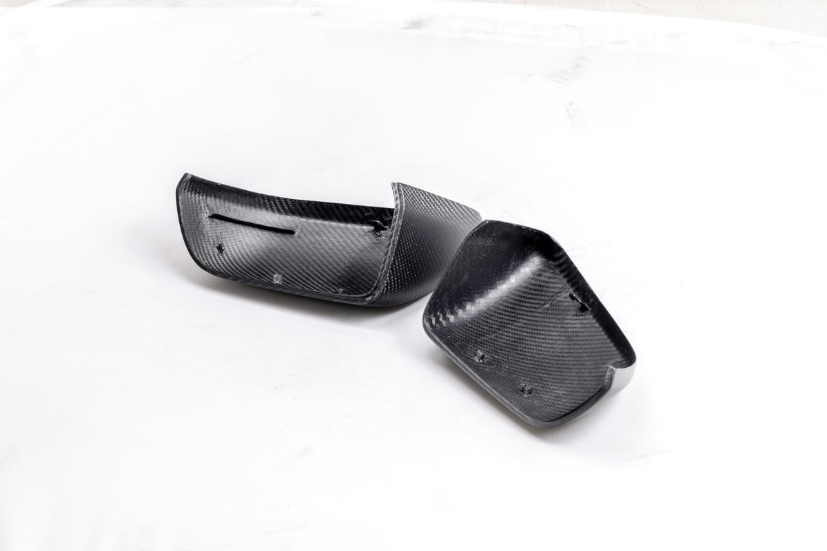 2015 - 2024 Mustang Carbon Fiber Side Mirror Cover Set w/o Turn Signals (Matte Finish)