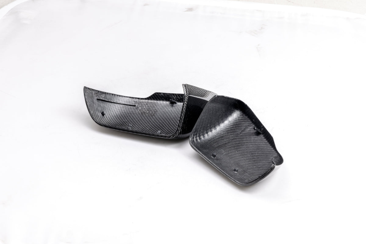 2015 - 2024 Mustang Carbon Fiber Side Mirror Cover Set with Turn Signals (Gloss Finish)