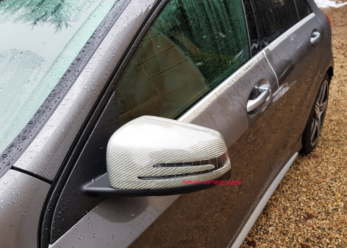 MERCEDES SILVER CARBON FIBRE MIRRORS