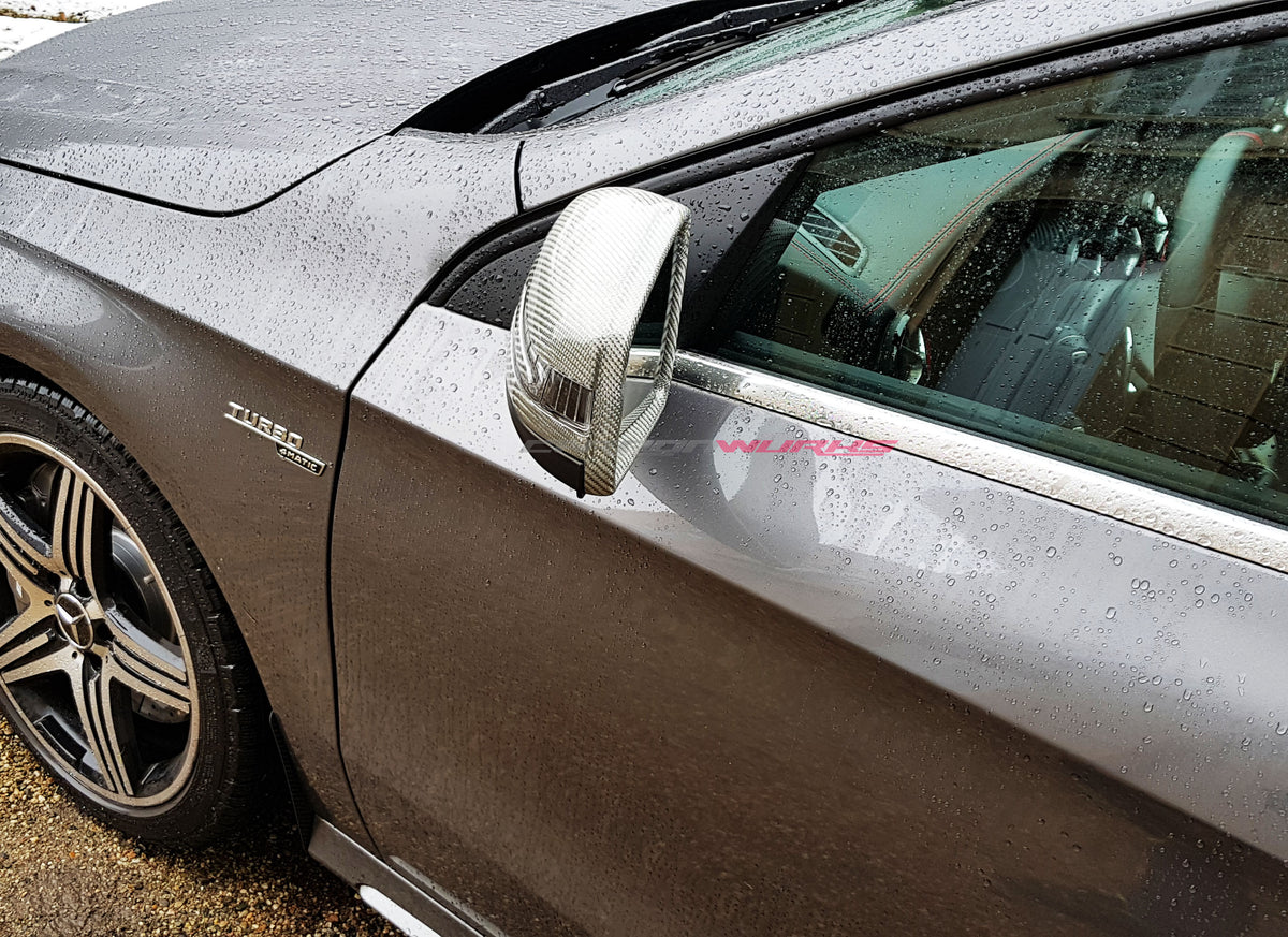 MERCEDES SILVER CARBON FIBRE MIRRORS