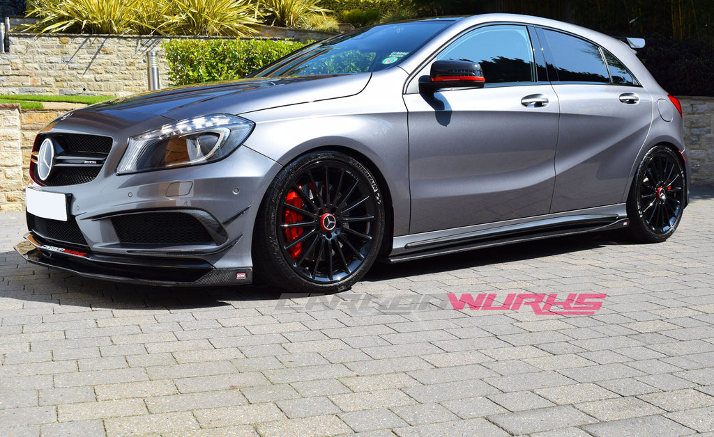 MERCEDES A-CLASS / CLA CARBON FIBRE SIDE SKIRT EXTENSIONS