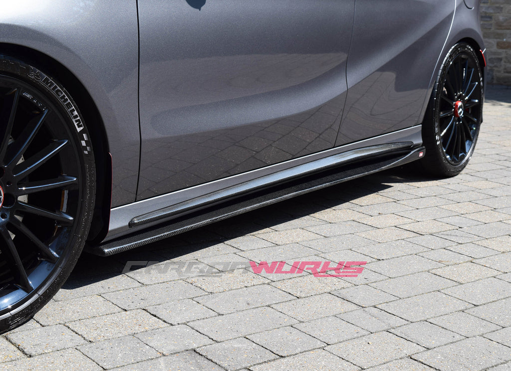 MERCEDES A-CLASS / CLA CARBON FIBRE SIDE SKIRT EXTENSIONS