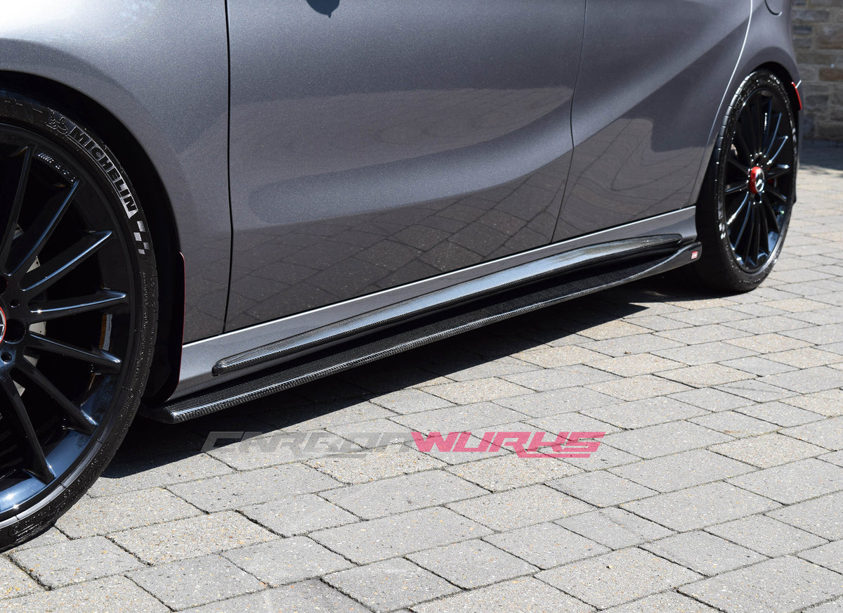 MERCEDES A-CLASS / CLA CARBON FIBRE SIDE SKIRT EXTENSIONS