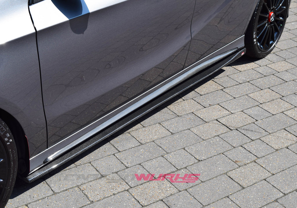 MERCEDES A-CLASS / CLA CARBON FIBRE SIDE SKIRT EXTENSIONS
