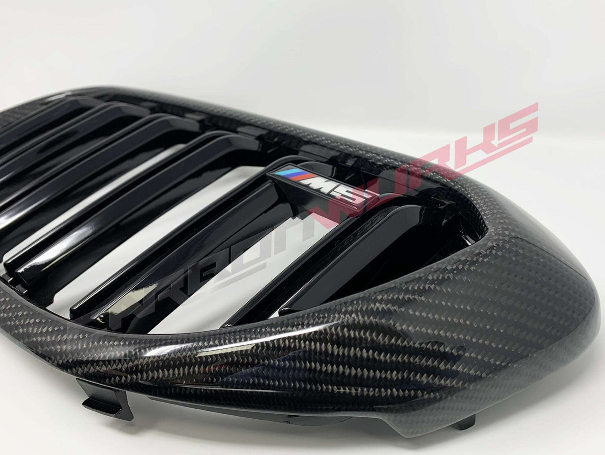 BMW M5 F90 CARBON FIBRE FRONT GRILLES 2017-2020 PRE-FACELIFT
