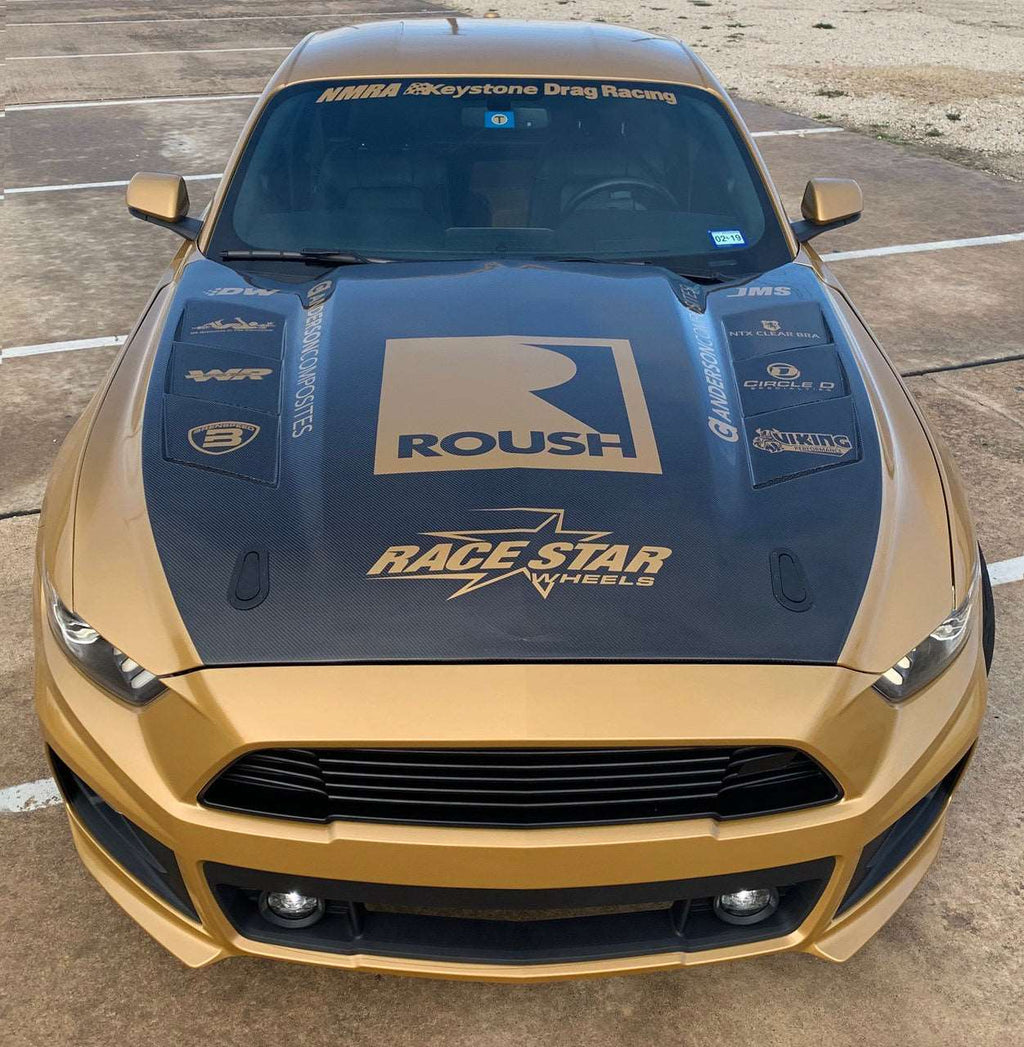 2015 - 2017 Mustang Double-Sided Carbon Fiber Heat Extractor Hood