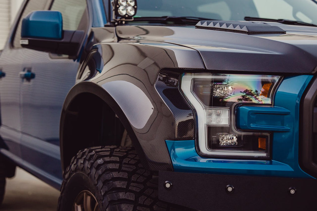 2017 - 2020 FORD RAPTOR TYPE-WIDE CARBON FIBER FRONT FENDERS (PAIR)